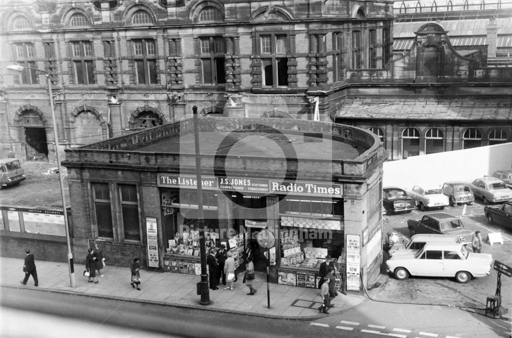 Victoria Railway Station, during demolition - showing J S Jones newsagent's stall.