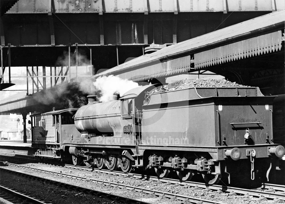 Victoria Railway Station interior - Steam Locomotive 63674 and guards van