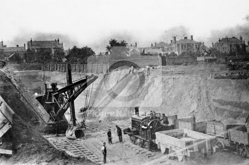 Carrington Railway Station -during Great Central Railway construction (looking north)