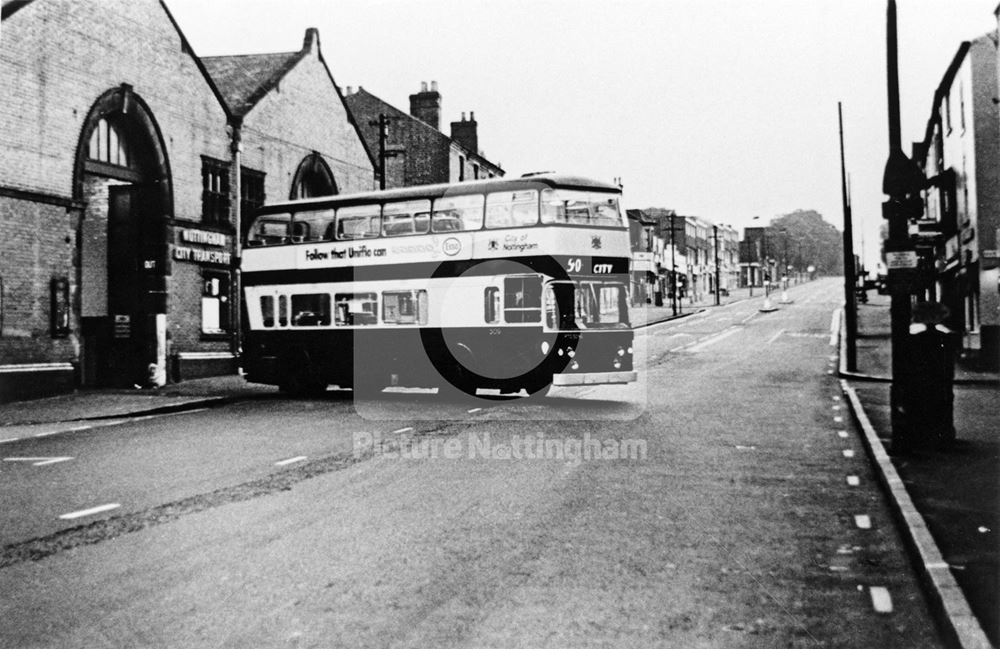 Bus pulling out of Sherwood Bus Depot