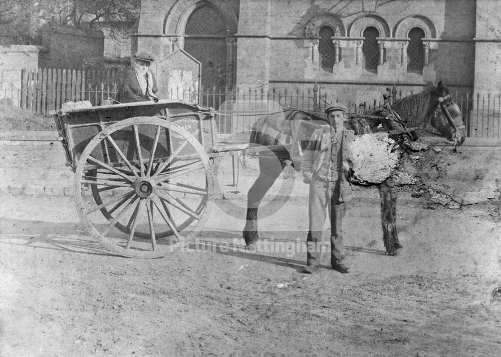 George Cheetham (baker) and his delivery cart, Radcliffe on Trent, c 1900