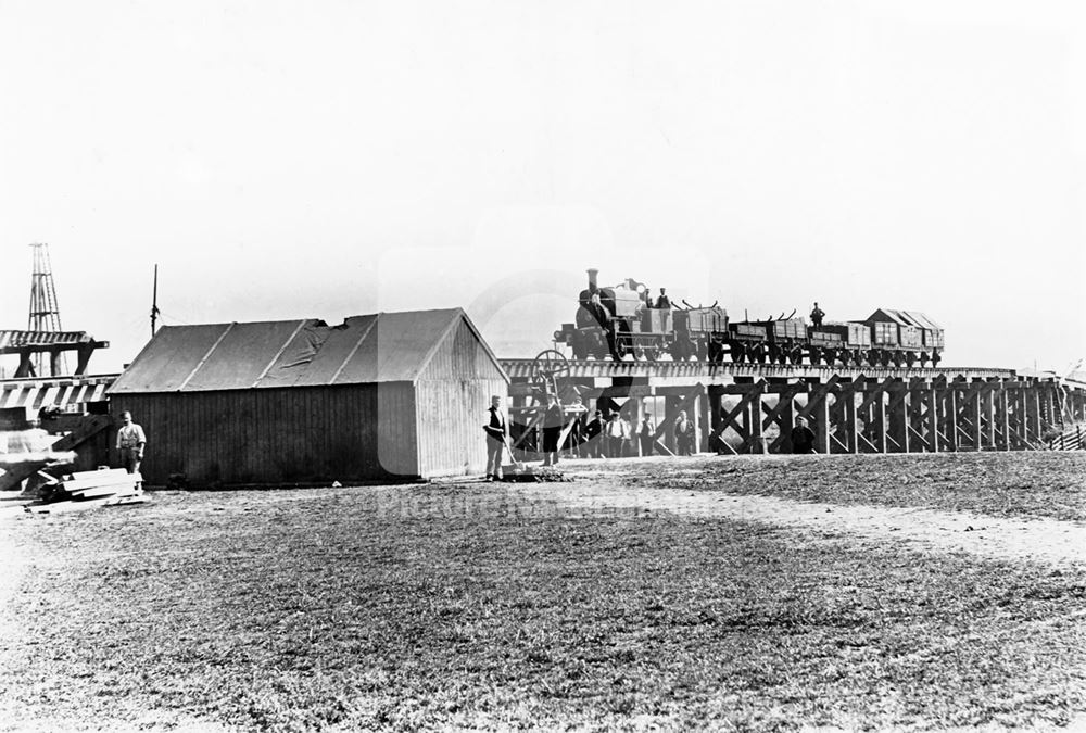 Great Central Railway construction - temporary bridge over the River Trent at Wilford