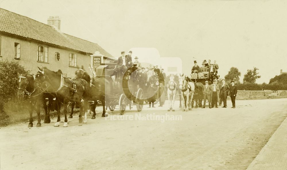 A group of Nottingham people on an outing by horse to Belvoir