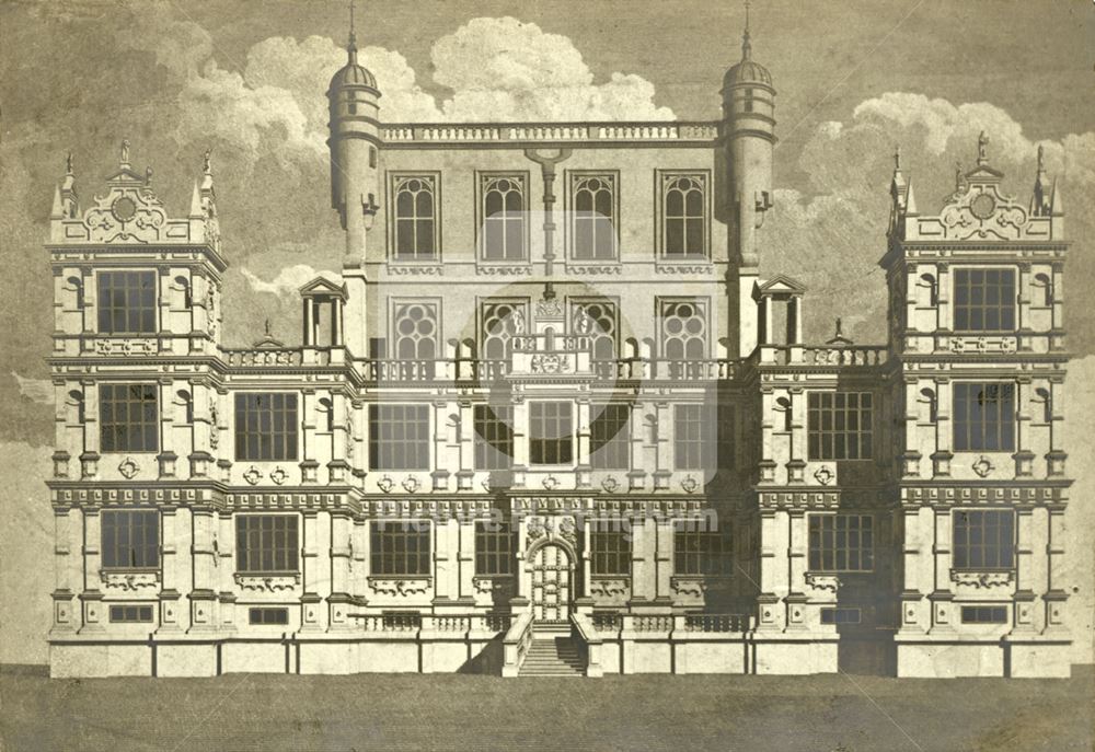 Wollaton Hall - 1751 Engraving printed in Deering's 'Nottingham'