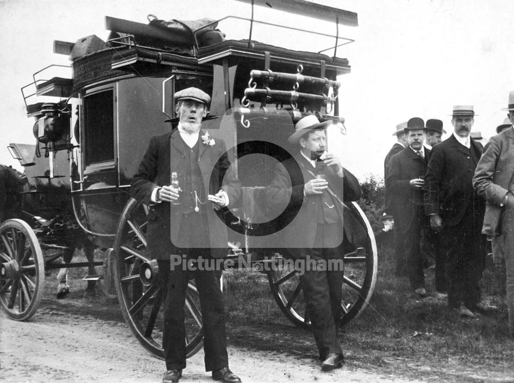 Campion works outing on horse and coach - halt for refreshments