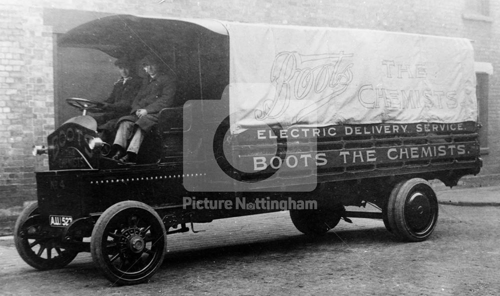 A Boots the Chemists 'Electric Delivery Service' lorry