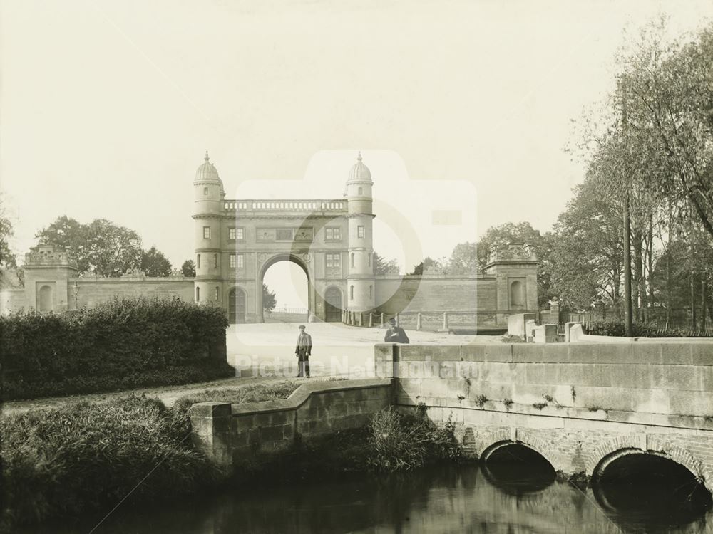 Lenton Lodge, Wollaton Park from the River Leen Bridge