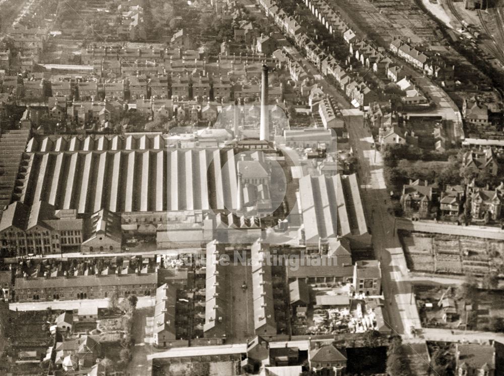 Aerial view of the Adams and Co Sherwood Hill Works on Nottingham Road