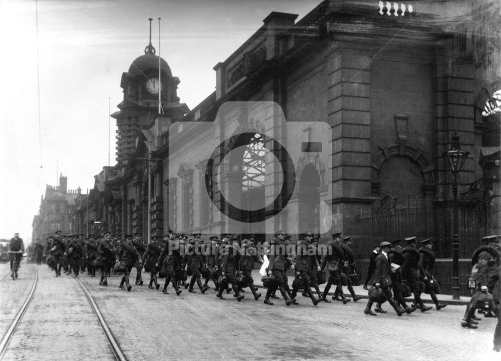 Sherwood Foresters at Midland Railway Station