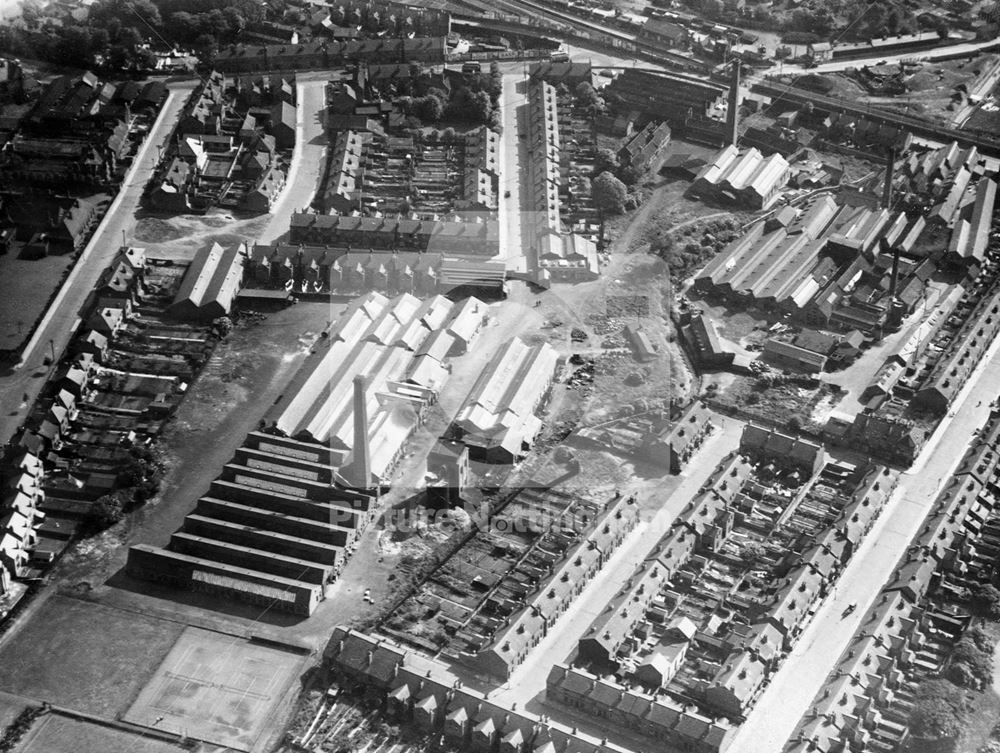 Aerial view, junction of Nottingham Road and Vernon Road