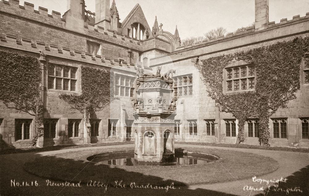 Cloister garth and fountain, Newstead Abbey