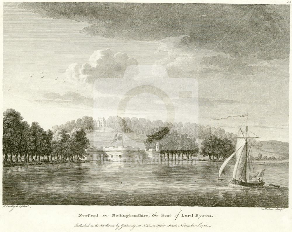 Upper lake, fort and folly castle, Newstead Abbey