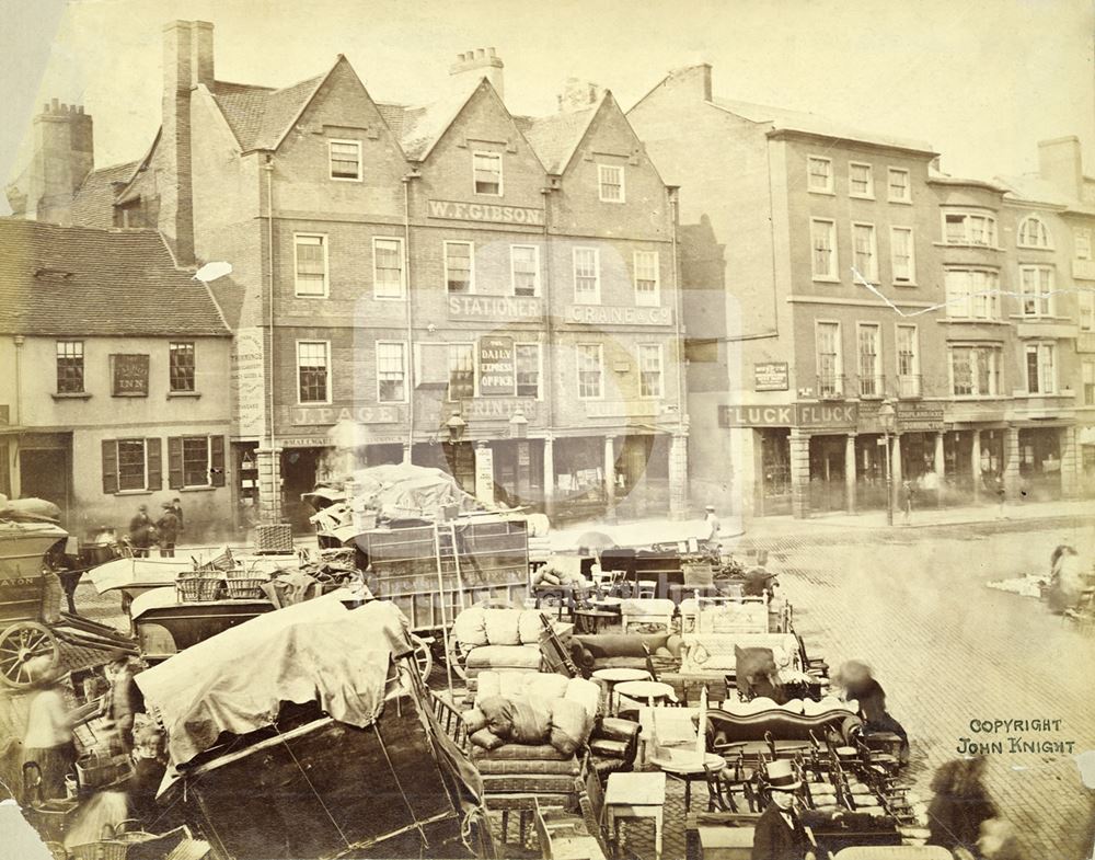 Long Row West, Sheep Lane and Long Row - with furniture market c 1860