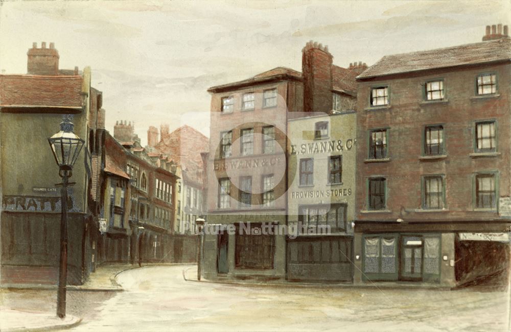 'St Peter's Square - Wheeler Gate, Old Nottingham' c 1880