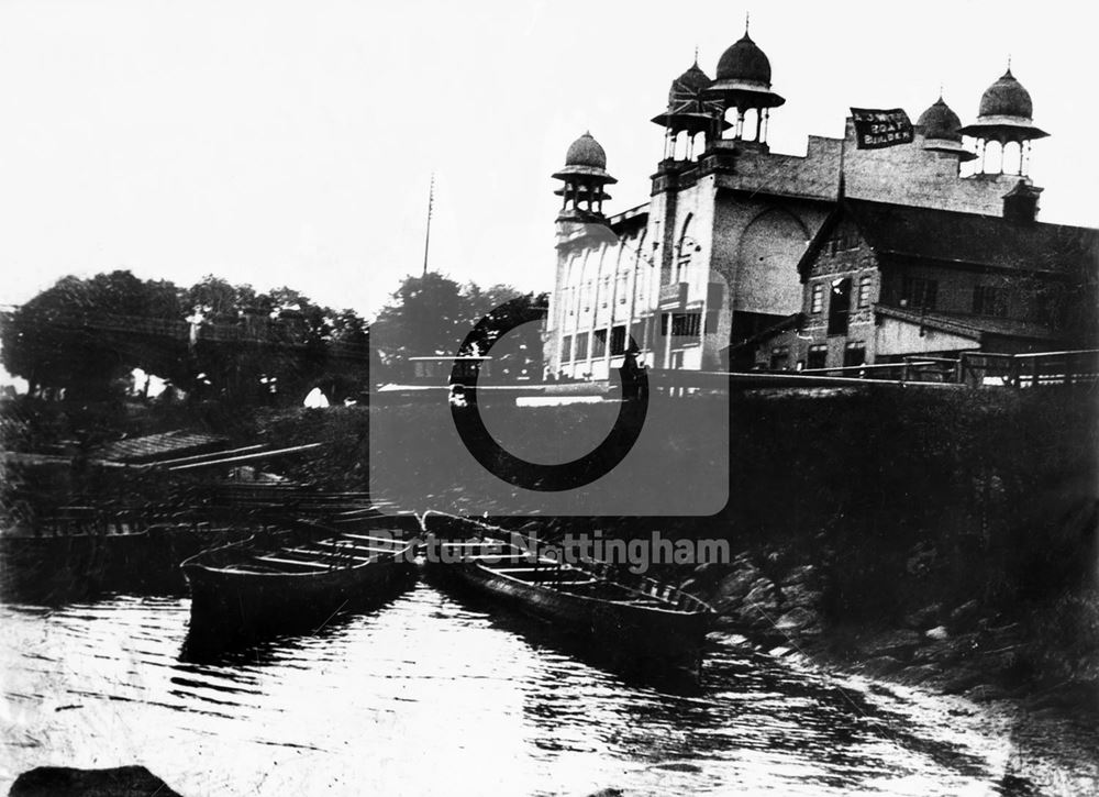 Rowing boats and the Ivory Palace, Nottingham, 1903-4