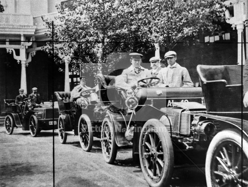 Motor car competitors at the Midlands Industrial Exhibition, Nottingham, 1904