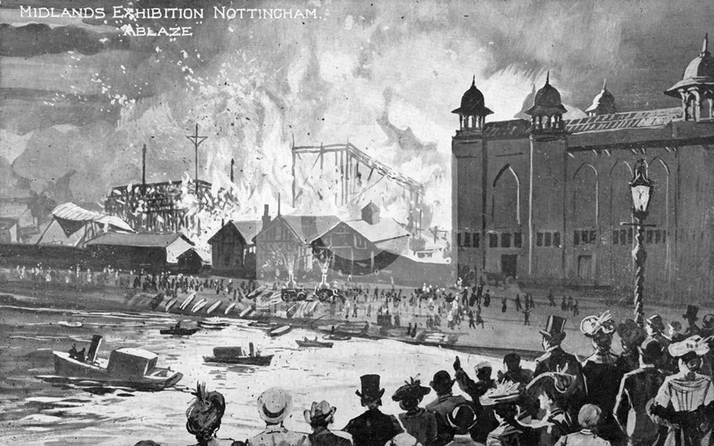 Fire at the Midlands Industrial Exhibition, Nottingham, 1904