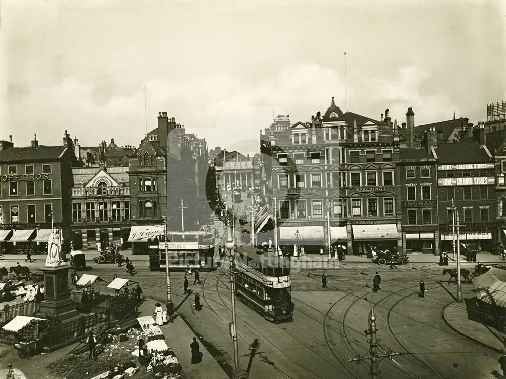 Long Row and Market Street, looking from the Market Place, Nottingham