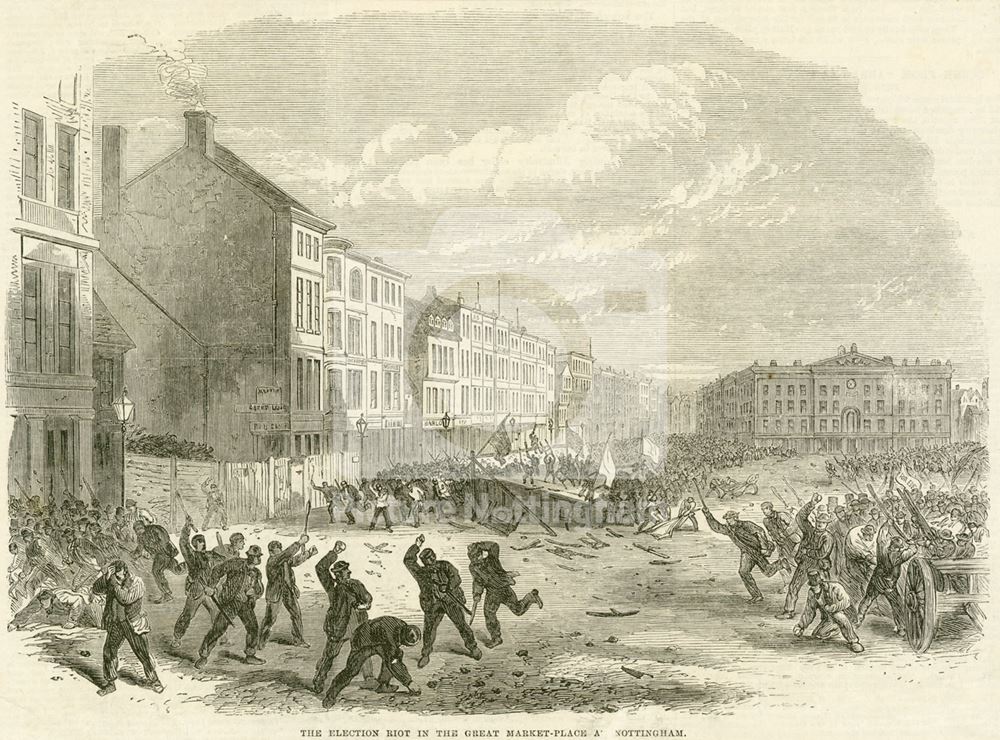 Election Riots in the Market Place, Nottingham 1865