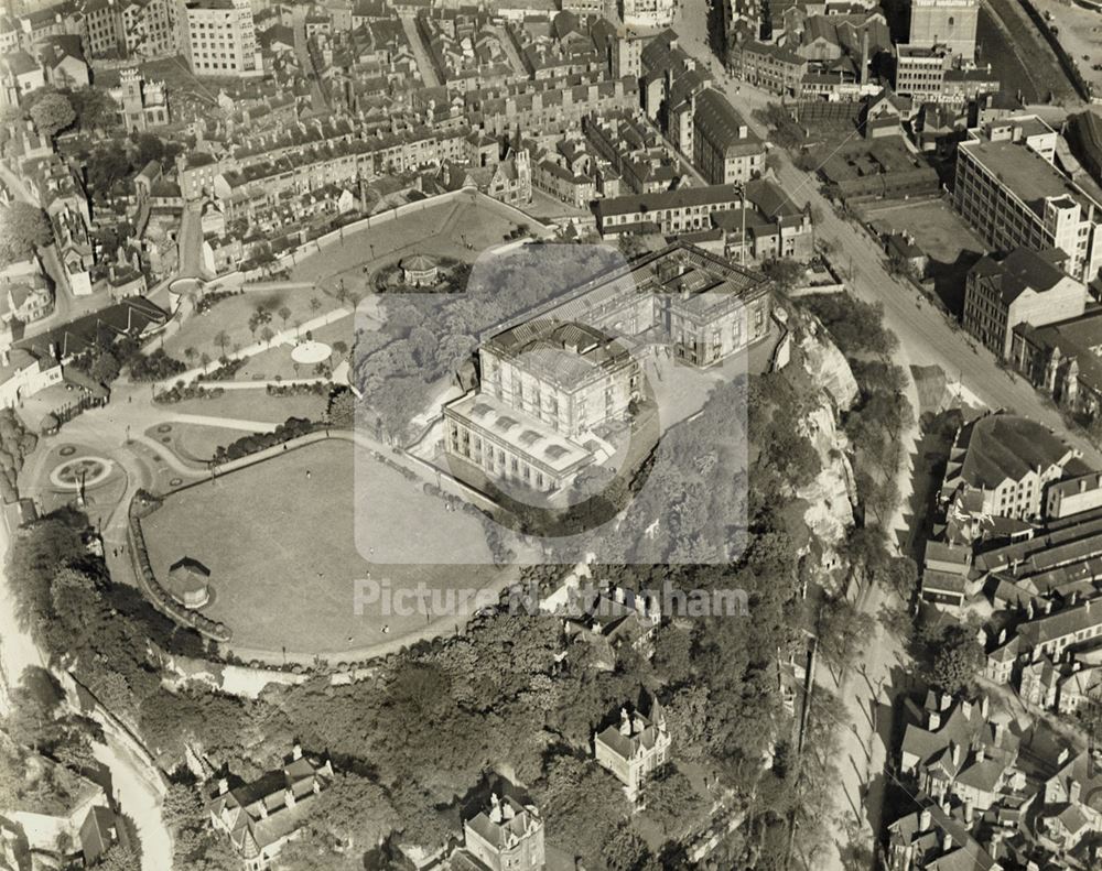 Nottingham Castle west front from the air c 1920