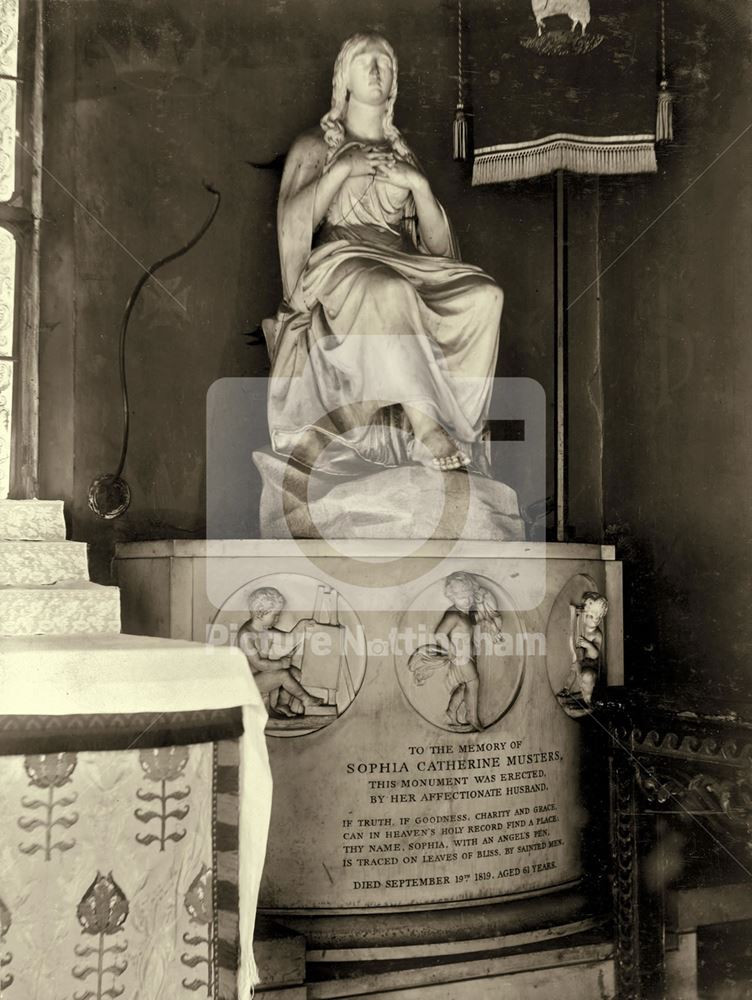 Monument to Mrs Sophia Catherine Musters, St JOhn the Baptist Church, Colwick, Nottingham, c 1900