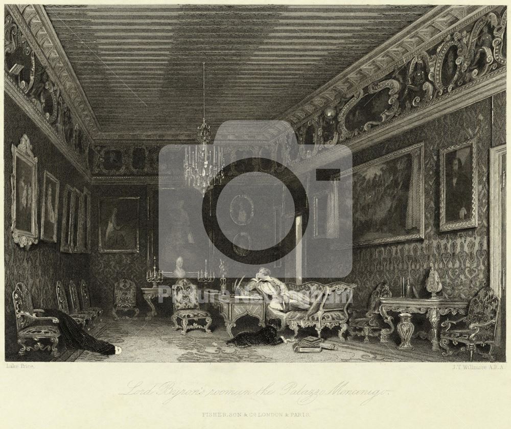 Byron's room in the Palazzo Mocenigo, Venice, Italy, c 1835