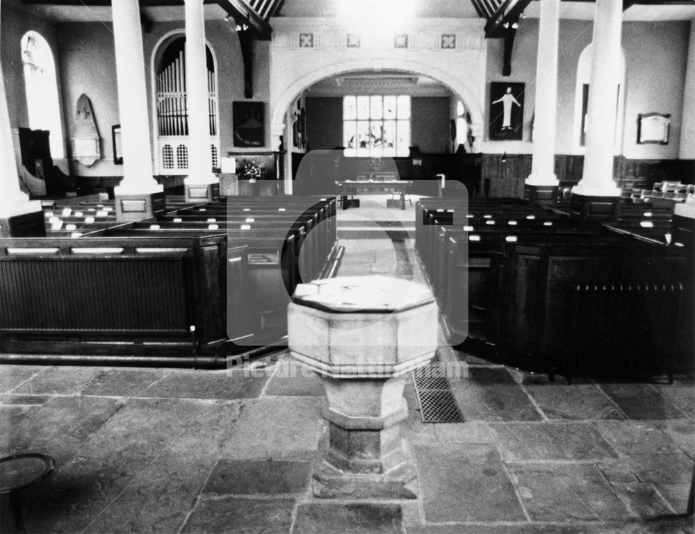 Interior of St Nicholas's Church, Maid Marian Way, Nottingham, 1981