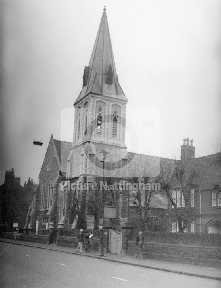 St Saviour's Church and vicarage, Arkwright Street, Nottingham, 1970s