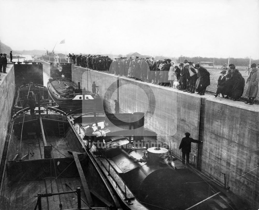 Barges using the newly opened locks, River Trent, Stoke Bardolph