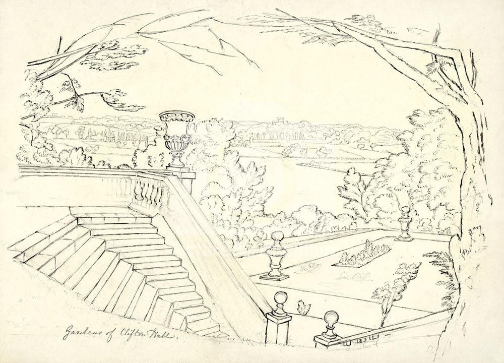 'Gardens of Clifton Hall' c 1820