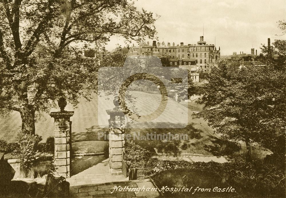 'Nottingham Hospital from Castle' grounds