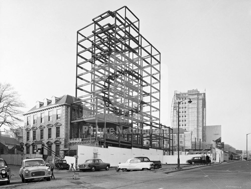 Newdigate House and Maid Marian Way during re-development c 1965