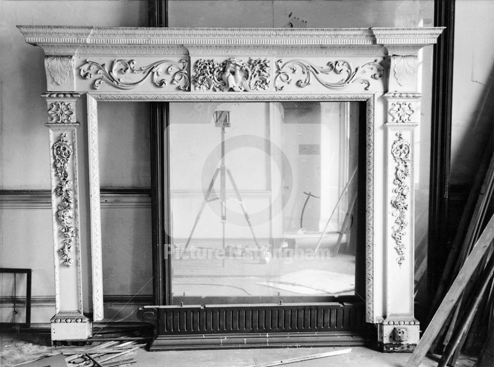 Newdigate House - interior, fireplace, before re-development, June 1963