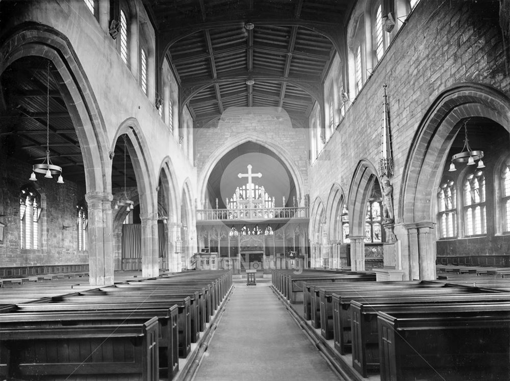 St Peter's Church Interior, St Peter's Gate, Nottingham, c 1925