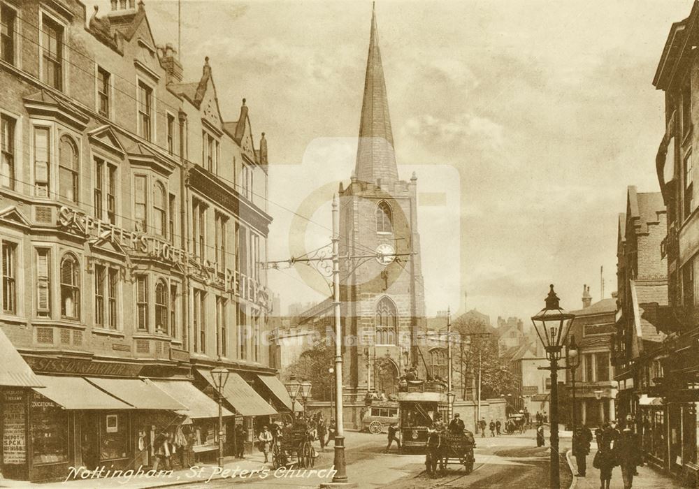 St Peter's Church, St Peter's Square, Nottingham, c 1905