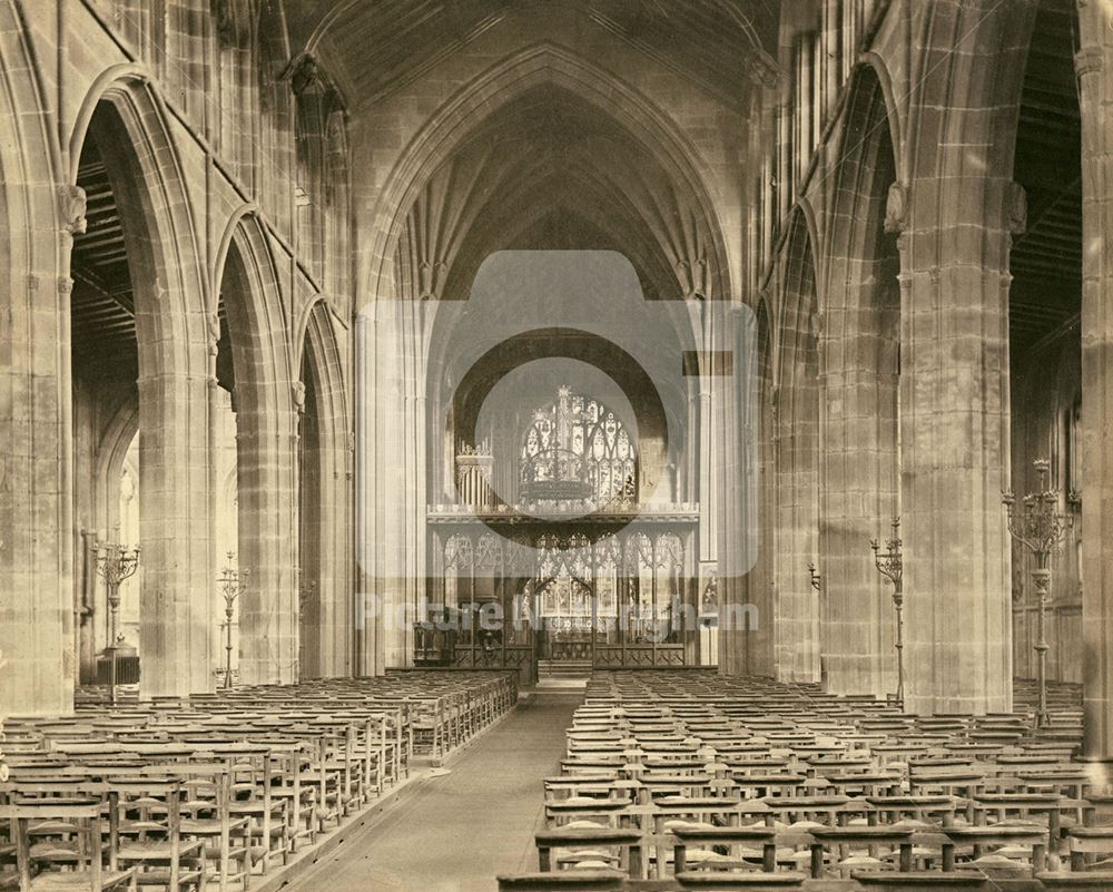 Interior of St Mary's Church, High Pavement, Nottingham, c 1890