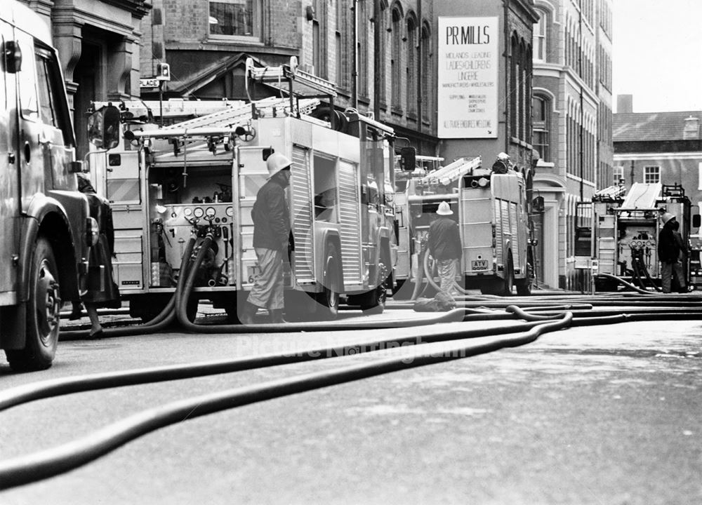 Nottingham Fire Brigade at a fire in the Lace Market