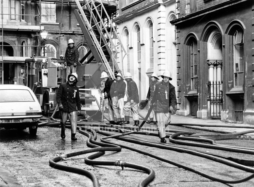 Nottingham Fire Brigade at a fire in the Lace Market