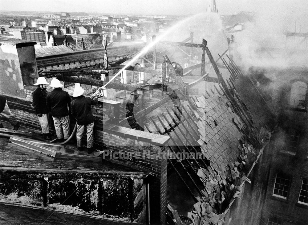 Nottingham Fire Brigade at a fire in the Lace Market