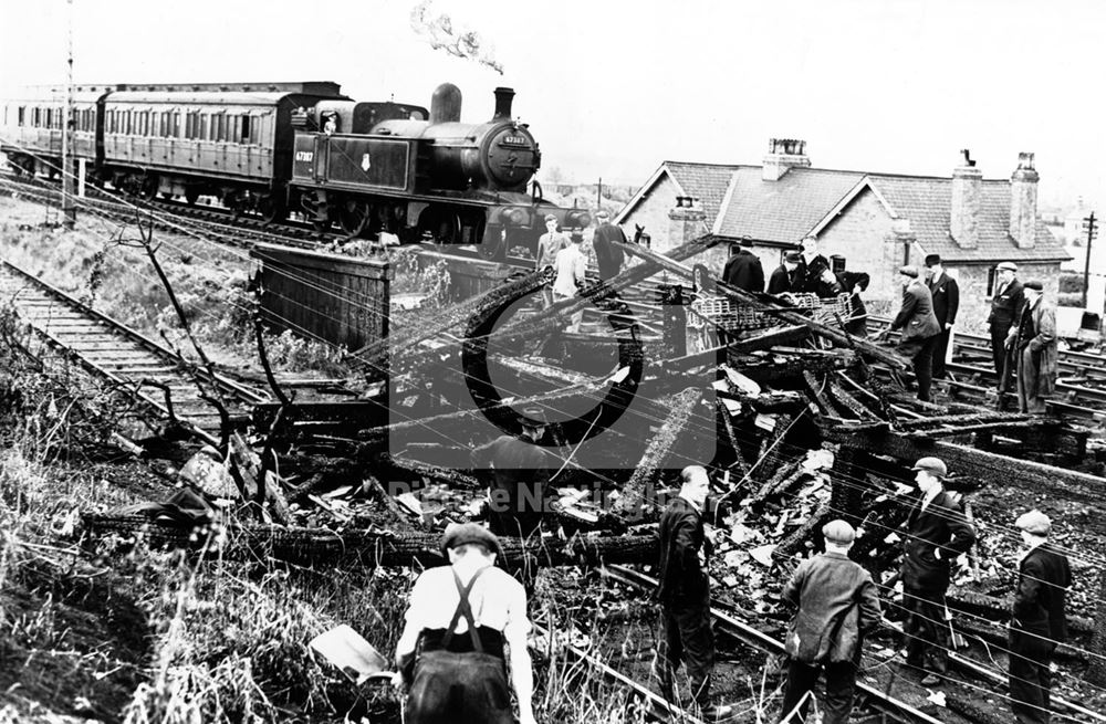 Remains of a disused signal box after a fire near Bestwood Railway Station