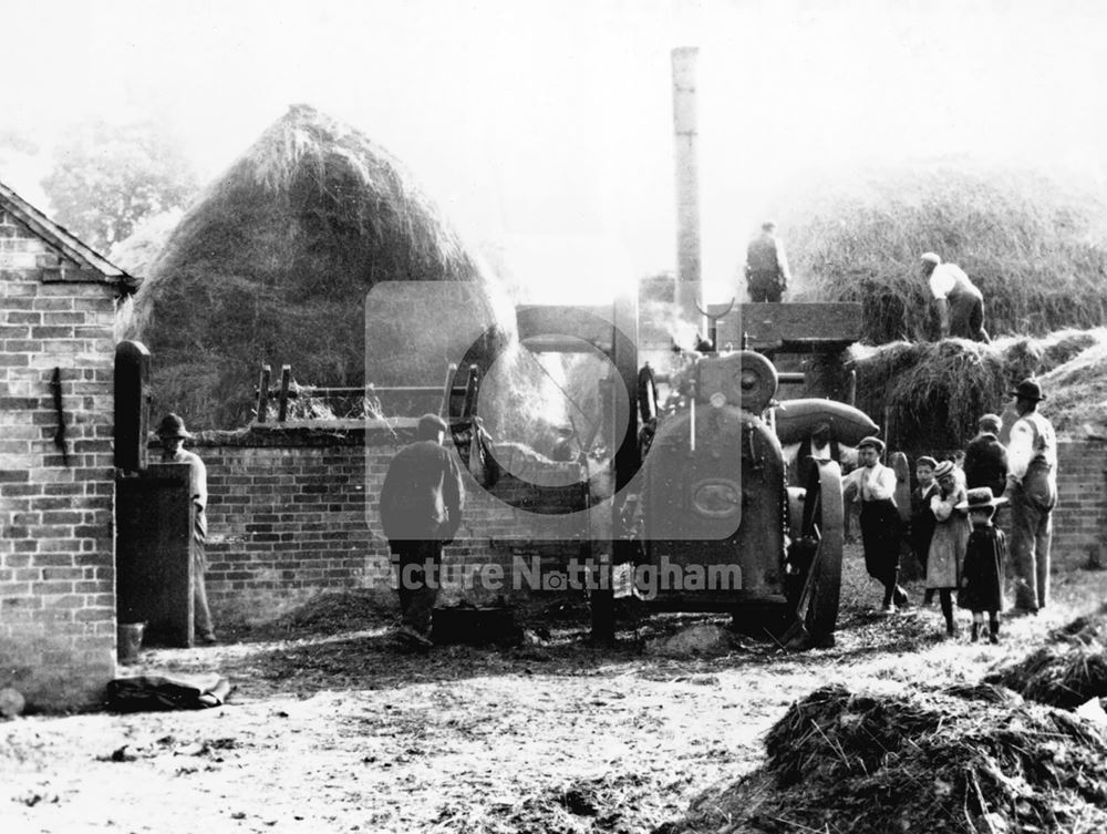 Haymaking - Traction Engine and a threshing machine on a Clifton farm