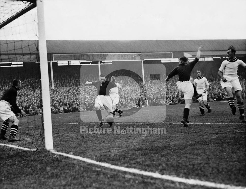 Nottingham Forest Football Club ground - Forest v Aston Villa - R Brown about to score for Forest