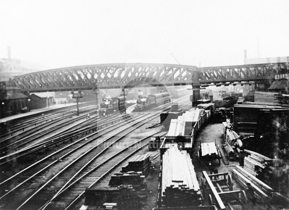 Midland Railway Station and the Great Central Railway Bridge, Nottingham, c 1890s