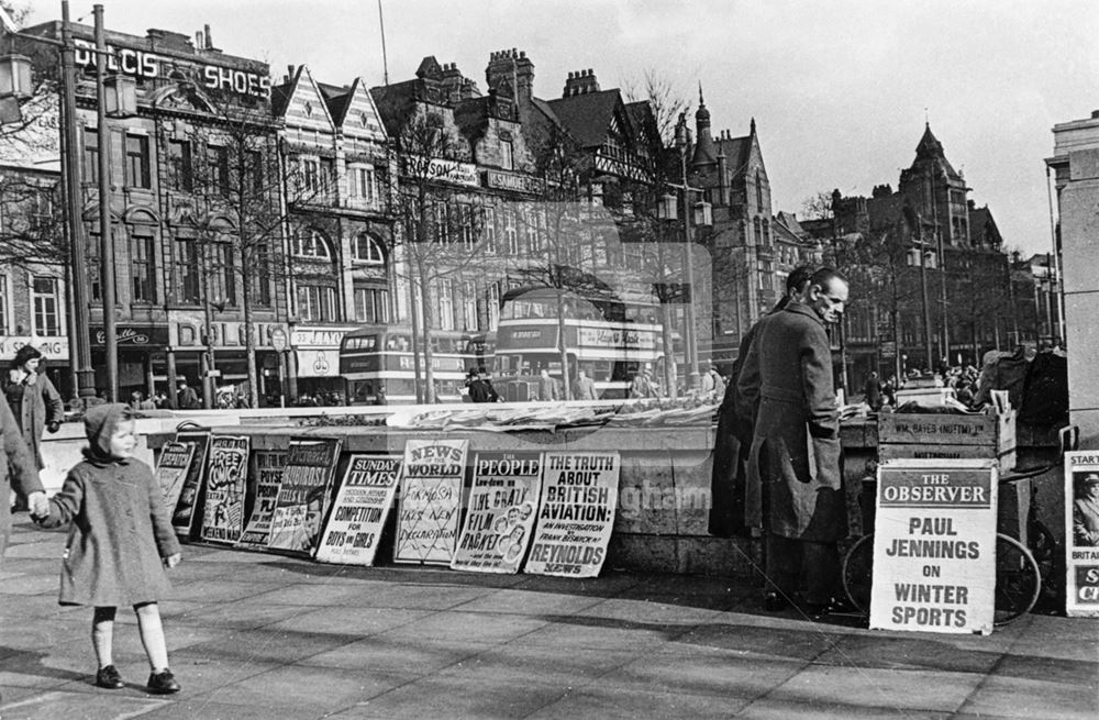 Market Square from Beastmarket Hill to Long Row West, Nottingham, 1955