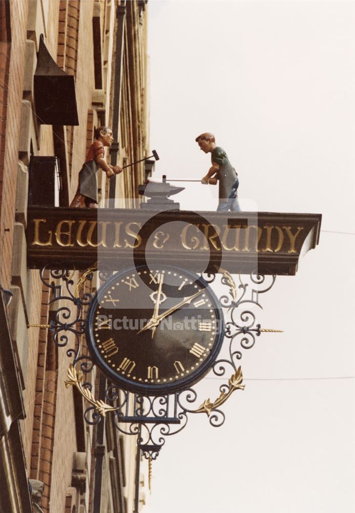 Clock of the former business; Lewis and Grundy, Victoria Street 1986