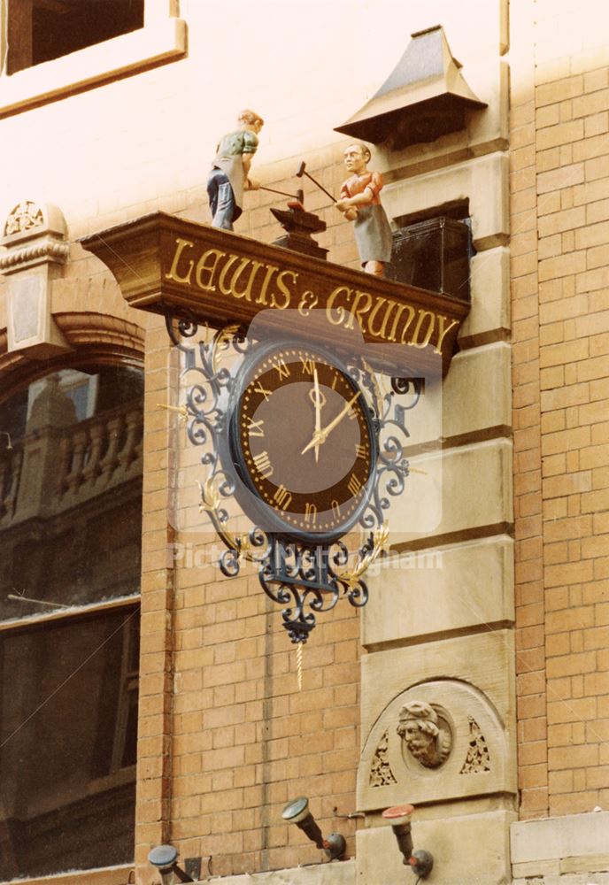 Clock of the former business; Lewis and Grundy, Victoria Street 1986