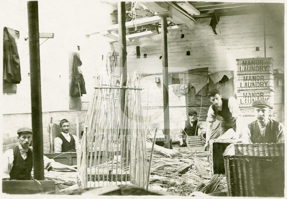 Men making baskets for Manor Laundry