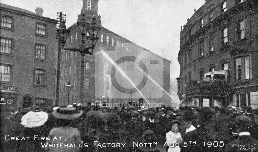 Fire at J B Whitehall's Factory, Goldsmith Street - Wollaton Street