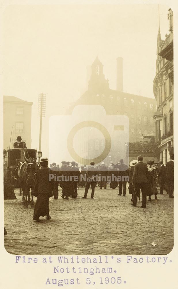 Fire at J B Whitehall's Factory, Goldsmith Street - Wollaton Street