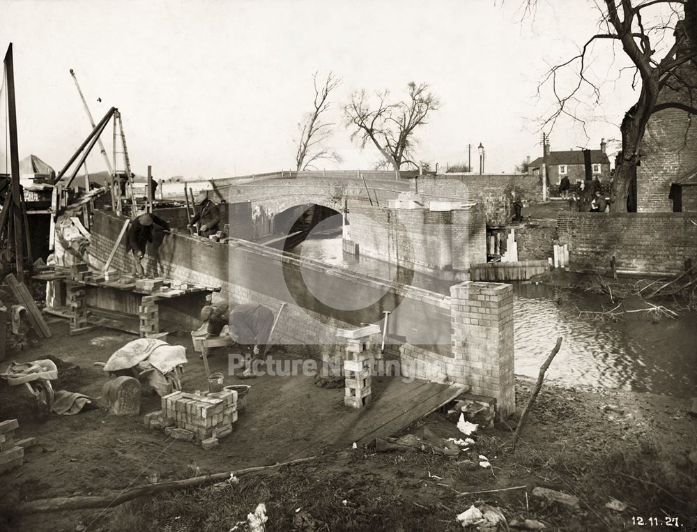 Construction work at the Wollaton Road Bridge over the Nottingham Canal